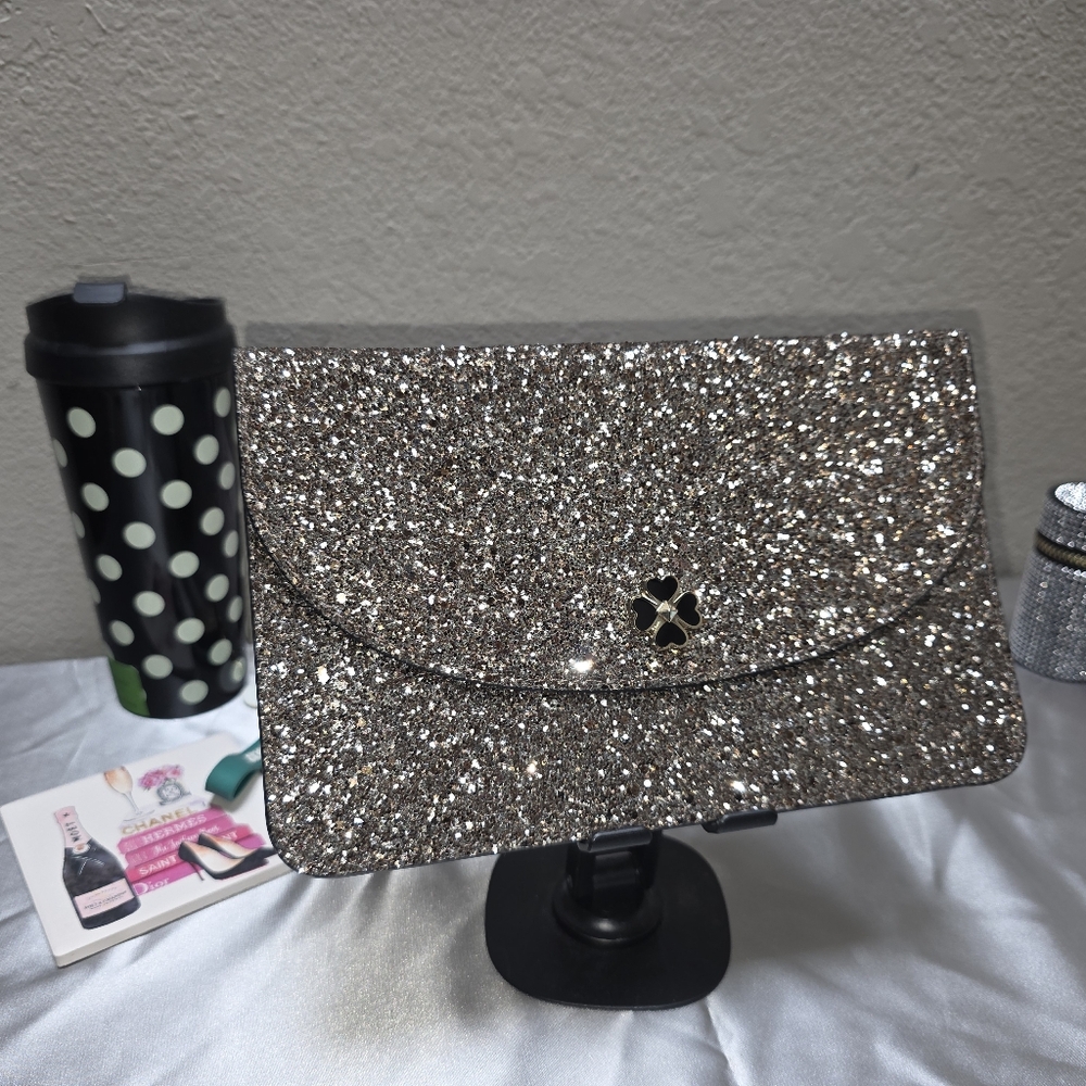 Kate Spade Glittery Silver Clutch